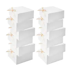 Elegant White Gift Boxes with Gold Ribbon - Set of 10 Perfect - Other (10pcs WHITE)
