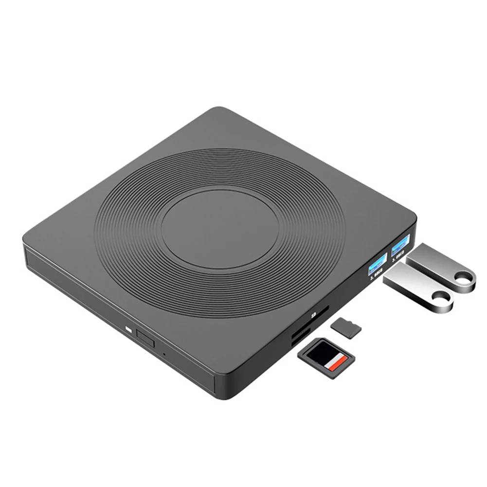 노트북 데스크탑 PC 노트북용 CD/DVD 플레이어, USB 3.0 C 타입 CD 리더 리라이터, Win Mac OS TF/SD 카드 슬롯과 호환 가능, 6 in 1