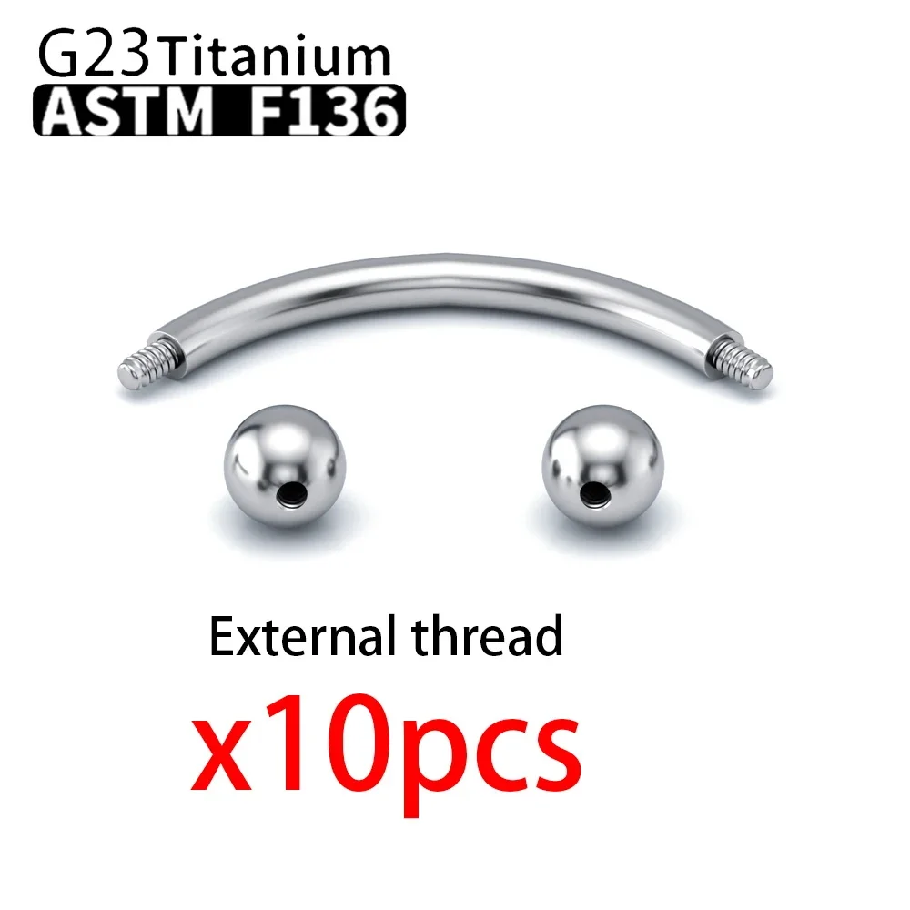10PCS G23 Titanium Labret Lip Stud Piercing Eyebrow Nose Ring C rod Women Septum Piercing body piercing jewelry