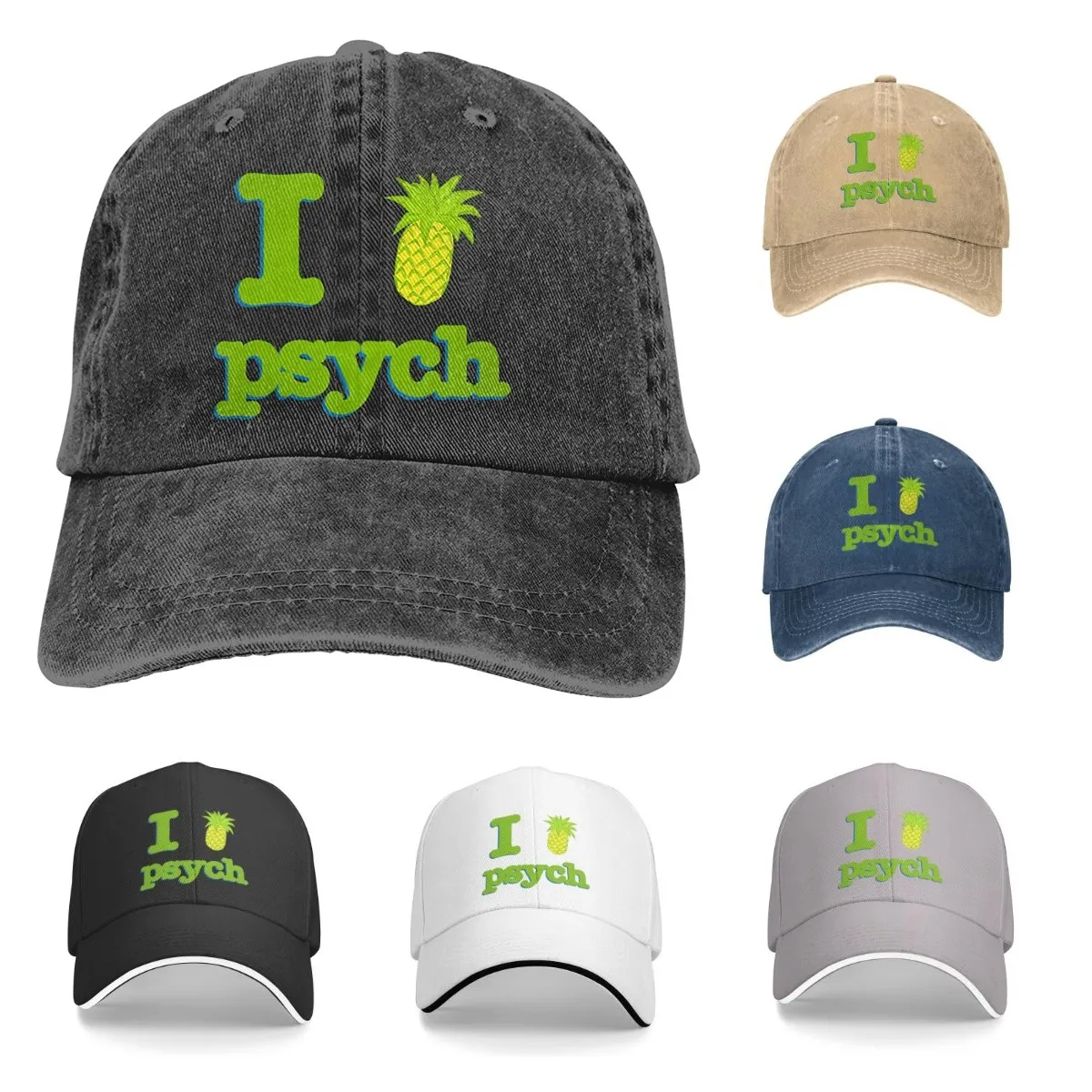 

I Love Psych Pineapple Printed Baseball Jean Cloth Hat