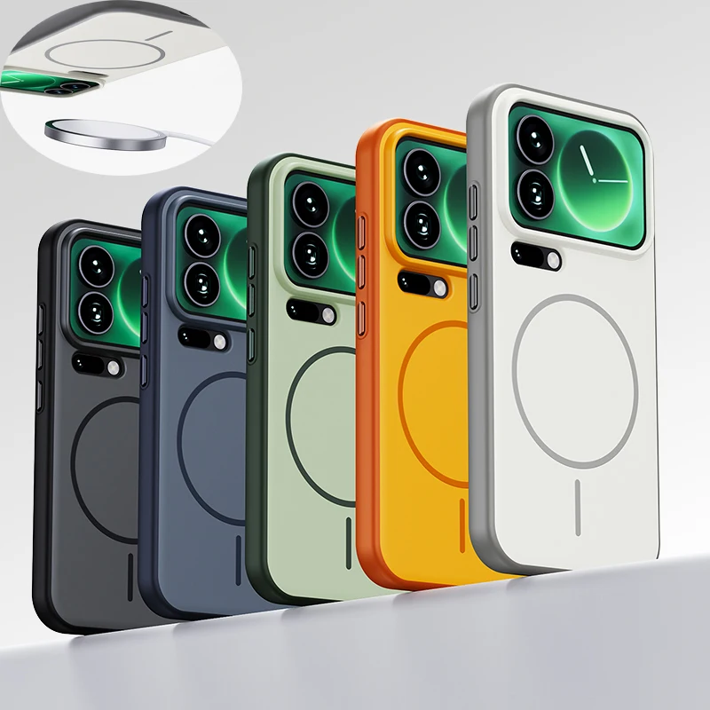 Solid Color Matte Skin Feel Shockproof Phone Case with MagSafe-Compatible Wireless Charging