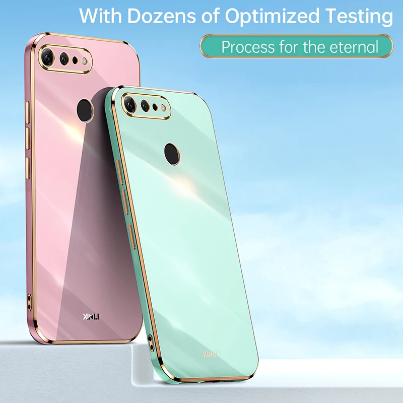 Luxury Square Glossy Plating Shockproof Silicone Phone Case