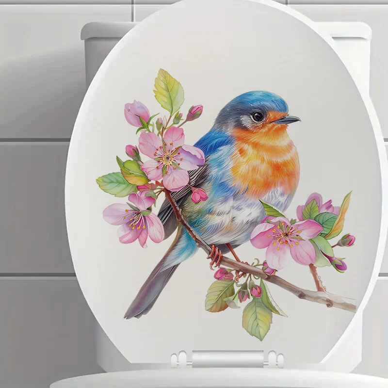 C1257# Blue Bird Toilet Stickers Decoration for Living Room Wall Bedroom and Home Decor Car Decals Self-Adhesive