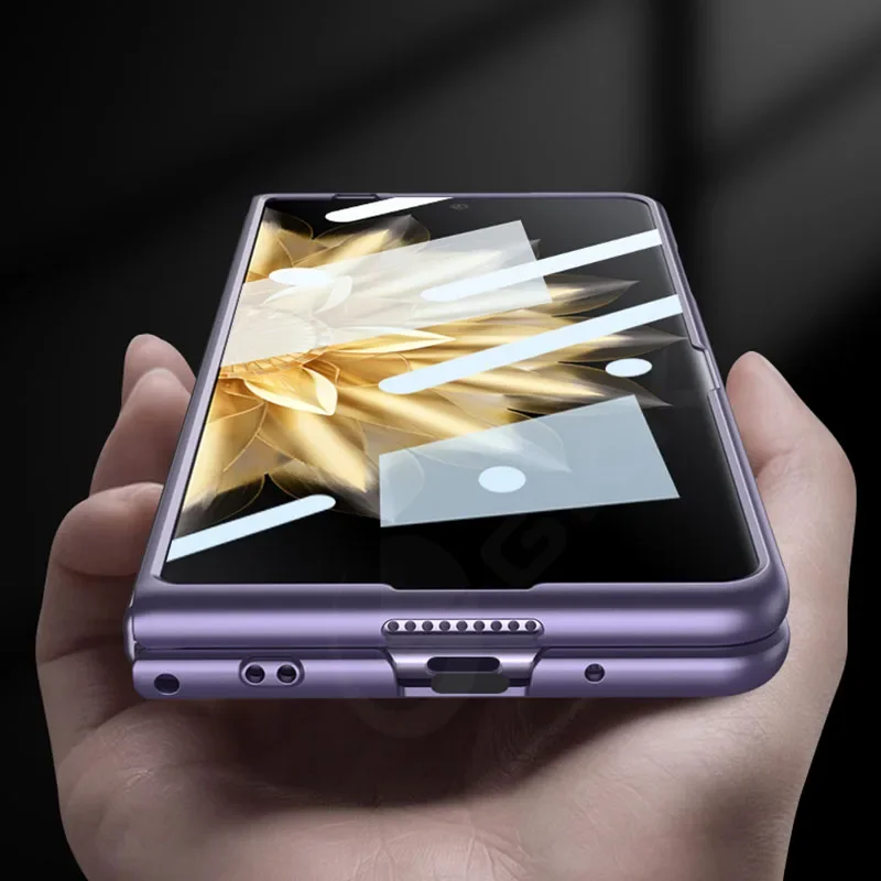 Ultra-Thin Armor Matte Hard Case with Tempered Glass Film Stand