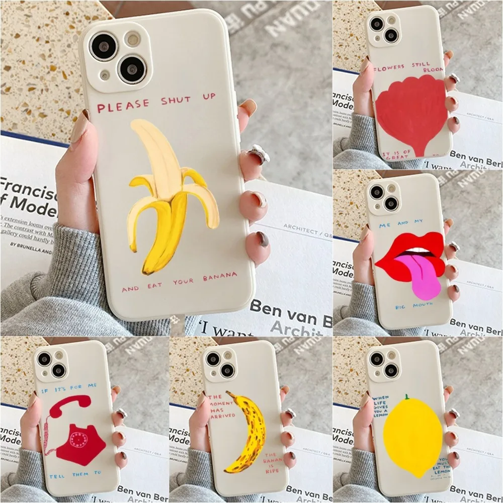 Custodia Per Telefono David Shrigley Visual Arts Per Iphone 11 13 14 Pro Max X Xr Xs Max Se2020 12Mini Custodia Bianca