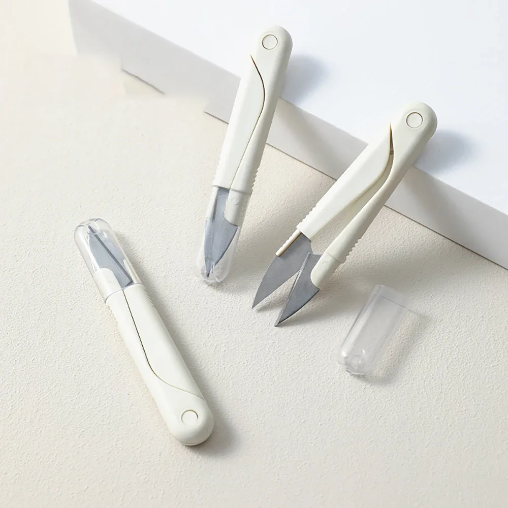 Sewing Scissors Sewing Supplies 3/2/1PCS Stainless Steel Spring Small Scissors Cover Portable Thread Cutting Head