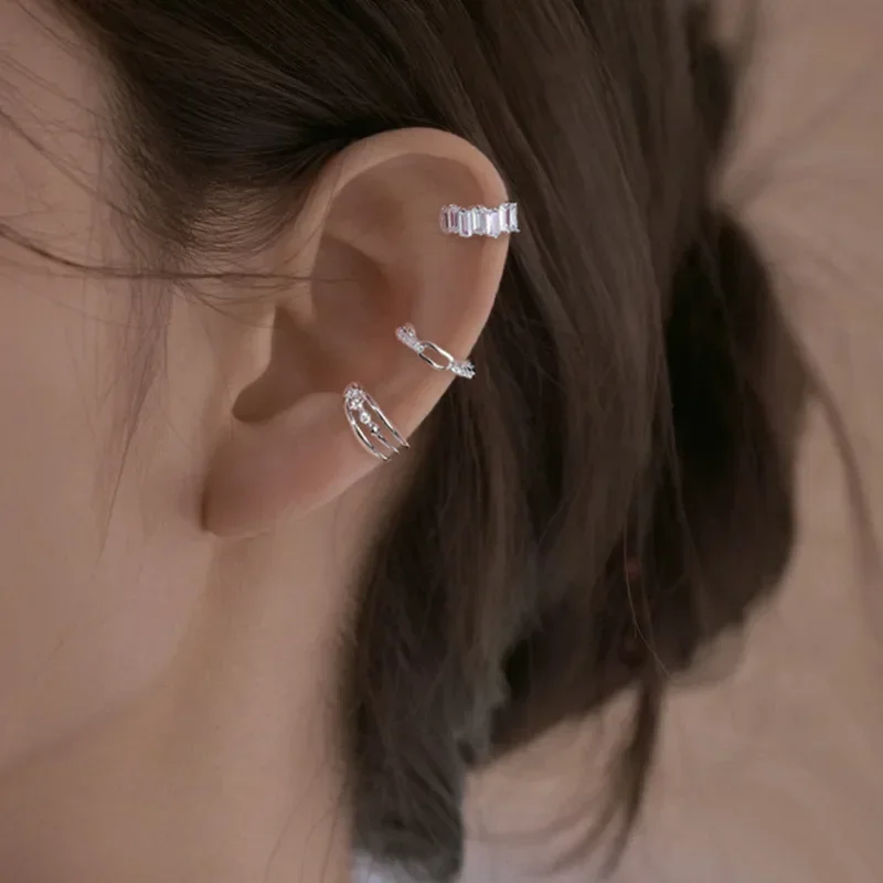 Elviragirl Charming Line Zircon Clip On Earrings Ear Cuff Without Piercing Jewelry ear clip earrings clip earrings ear clip ear accessories