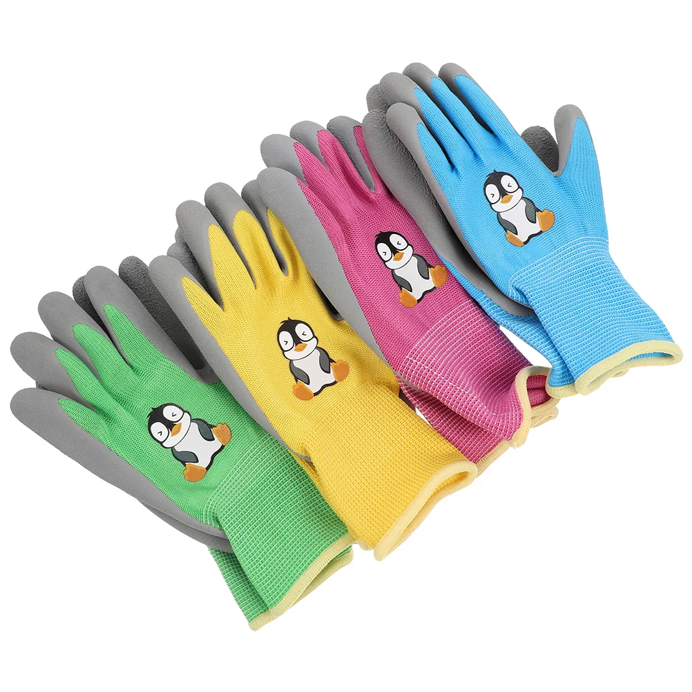 

4 Pairs Children's Gloves Latex for Garden Working Gardening Women Barbecue Kids Protective Emulsion Outdoor Gardener Childrens