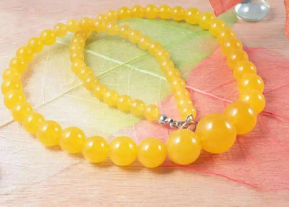 

6-14mm Fashion South America Topaz Round Beads Necklace 18''