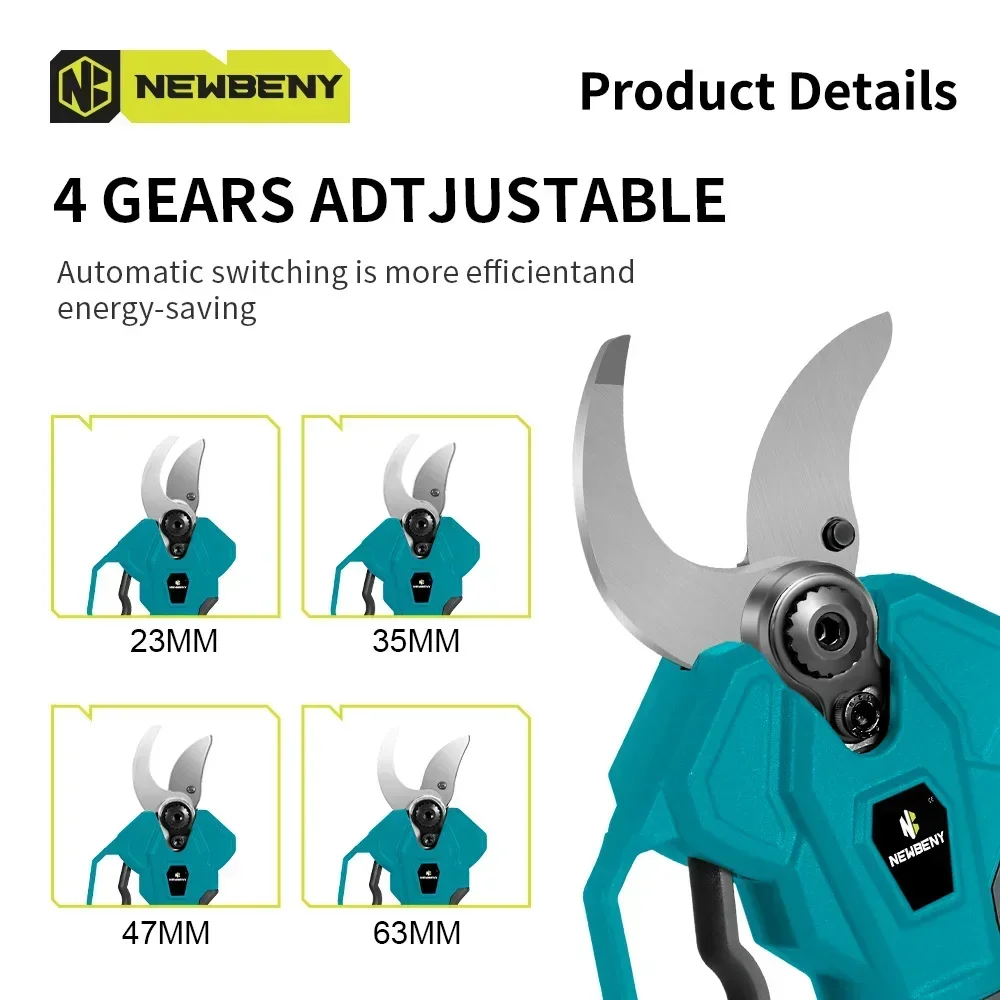 NEWBENY 45mm Brushless Electric Pruning Shears 4 Gears Cordless Rechargeable Garden Electric Scissors For Makita 18V Battery 5