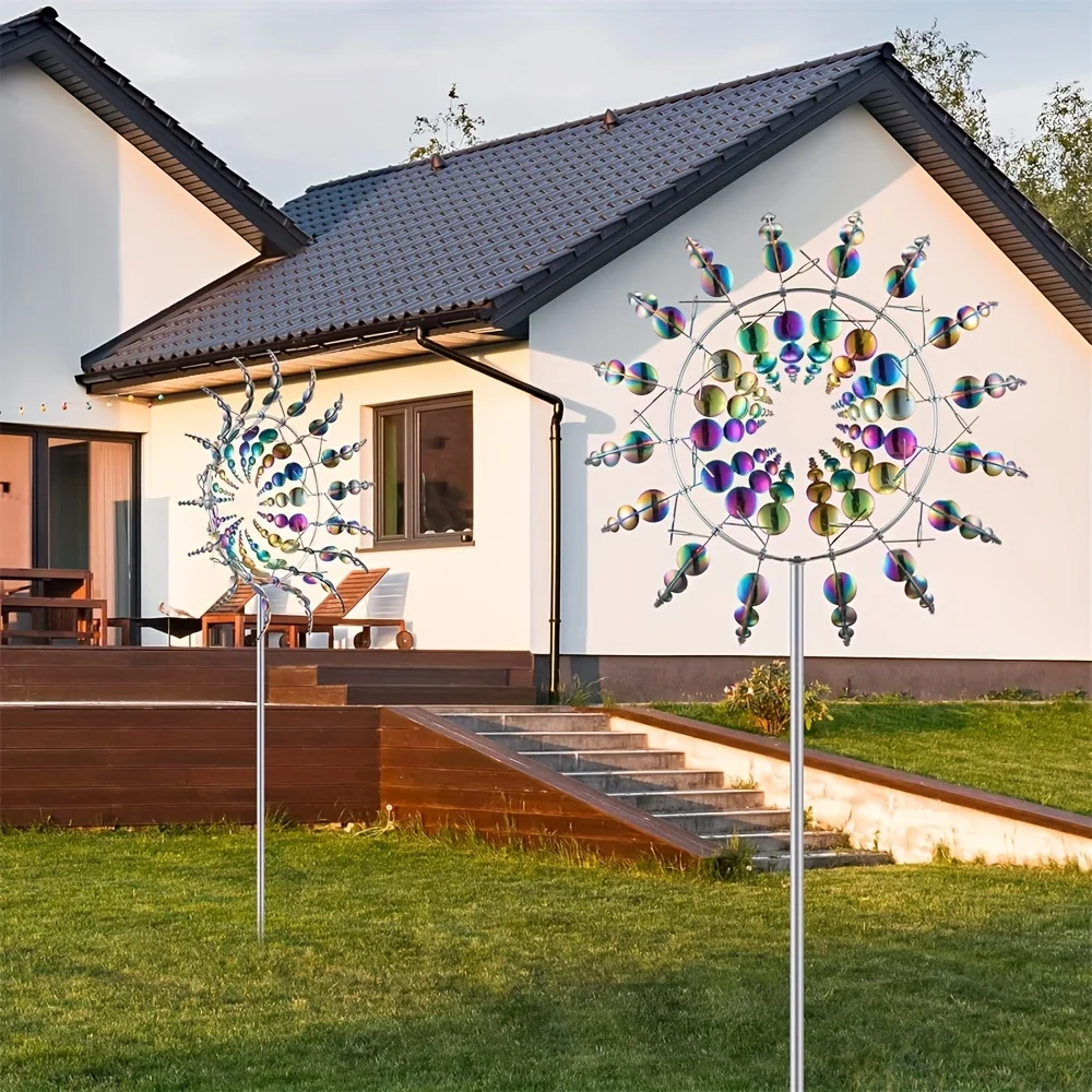 Creative Patio Garden Lawn Outdoor Courtyard Decoration Unique Wind Collectors Magical Kinetic Metal Windmill Swing-type wind