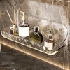 Acrylic Transparent Storage Rack Bathroom Wall Mounted Punch Free Cosmetic Storage Tray Makeup Organizer Bathroom Kitchen Shelf 6