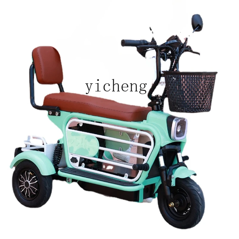 ZC New Electric Tricycle Household Small Pick-up Children Parent-Child Leisure Scooter Foldable and Portable Battery Car children s electric motorcycle double tricycle child rc vehicle for 1 6 years kids ride on charging battery car birthday gift