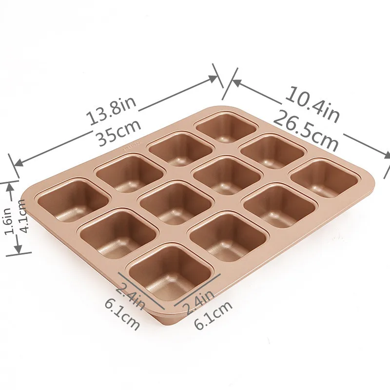 12 Cups Cake Mold Square Mini Bread Burger Muffin Non-Stick Cupcake Mold For Household Baking Pan Oven Trays Cake Tools cake mold cake making tools cake baking tools