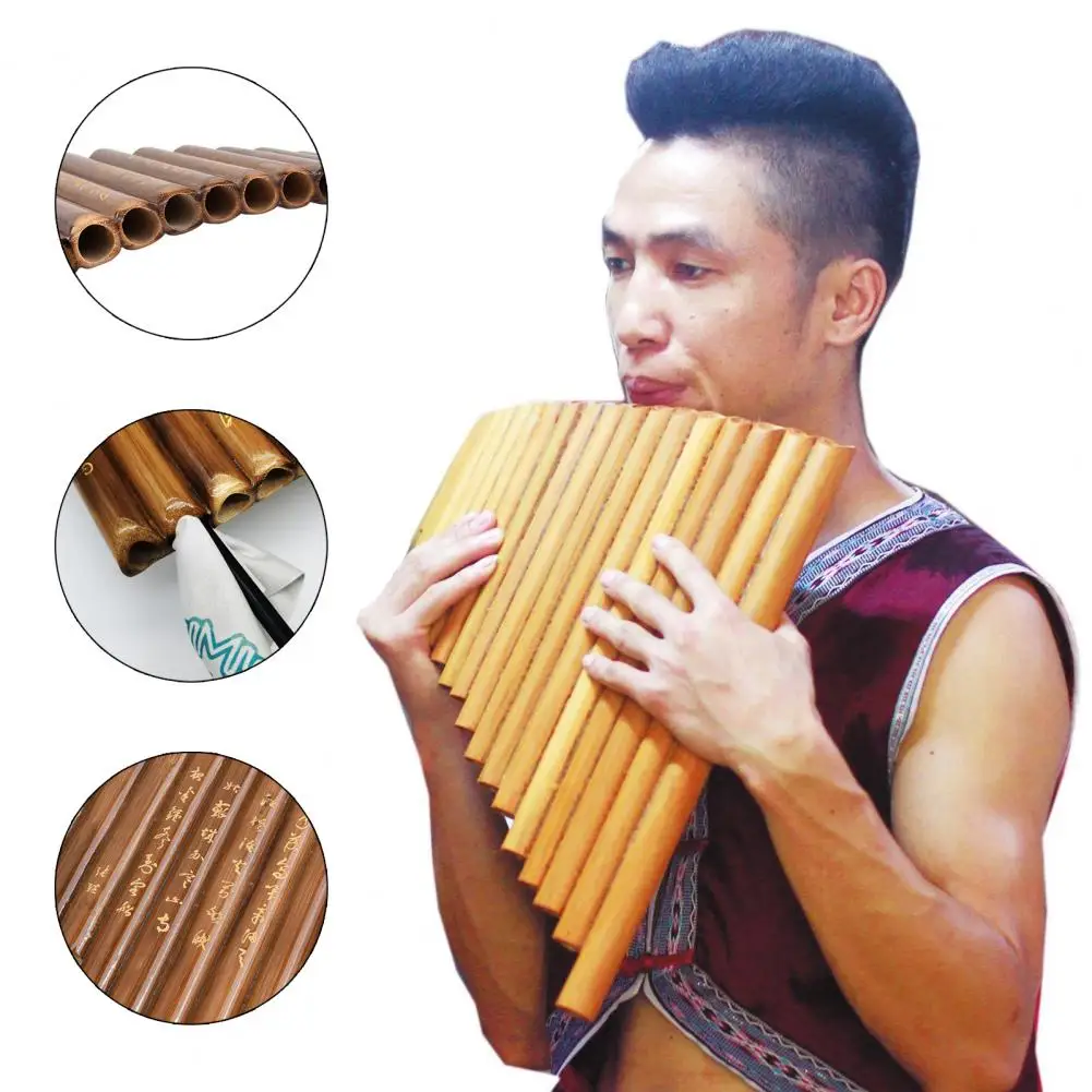 Pan Pipe Instrument Wood Chinese Traditional Pan Flute Compact Anti-oxidation  Durable Natural Material Pan Pipes