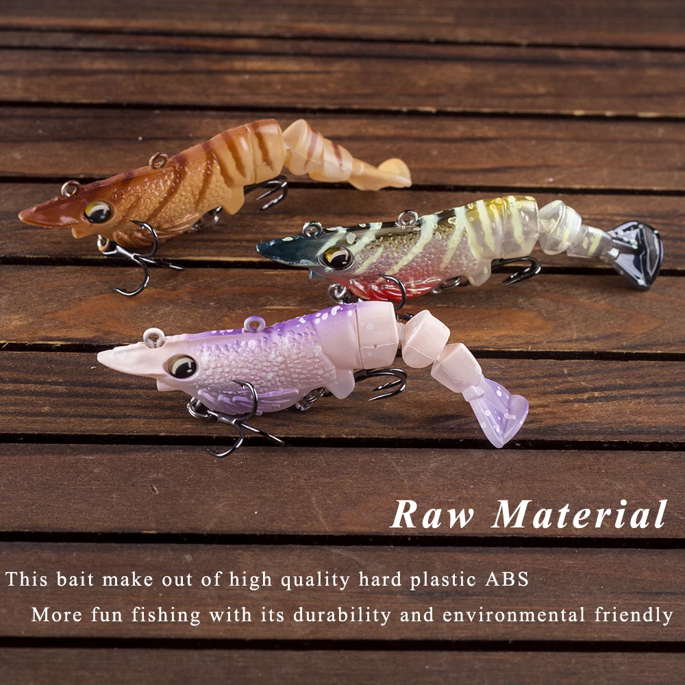 Chan's Huang 1PCS 6,3 CM / 8 CM / 10 CM Künstliche Swimbait Garnelen Realistische 3 Segment Garnelen angeln Köder Sinkende Karpfen Wobbler Köder – Detail 5