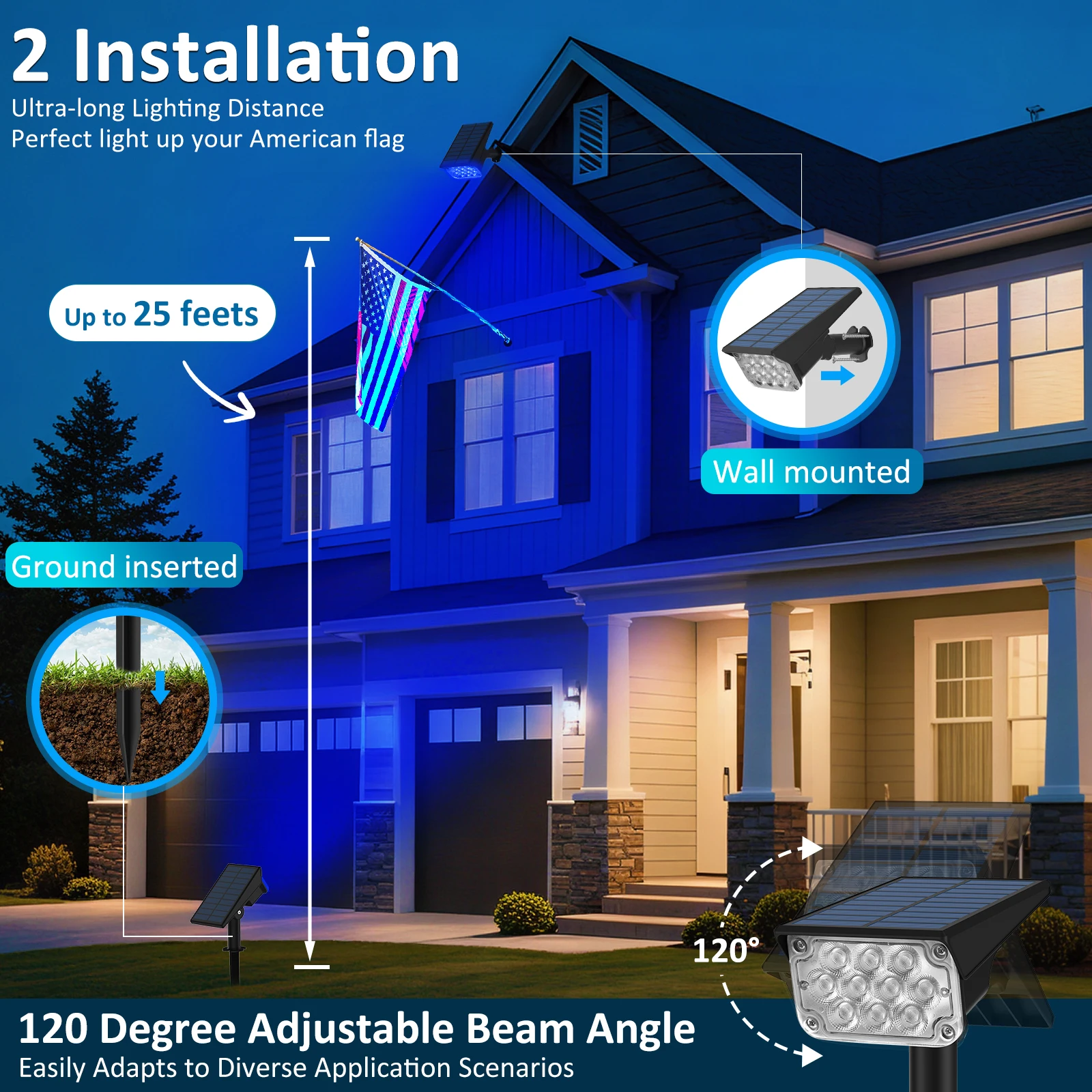 Swiatla 29LED RGB Solar Spotlight 7 Color Changing Christmas Decor Outdoor Landscape Lights IP67 Waterproof For Garden Patio - 39 - View #3