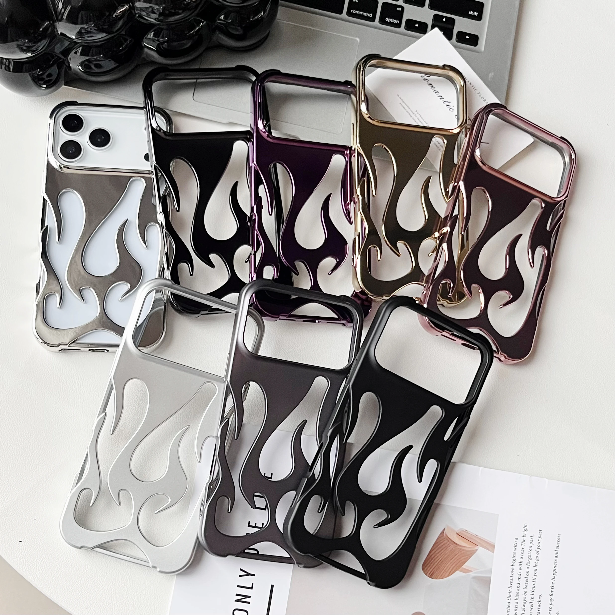 3D Flame Pattern Shockproof Slim Phone Case - Hollow Design & Soft Protective Cover