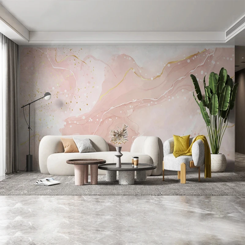 Papel de Parede Impermeável Personalizado 3d Lona Estilo Moderno Ins Mármore Rosa Quarto Sala de Estar tv Fundo Decoração Home