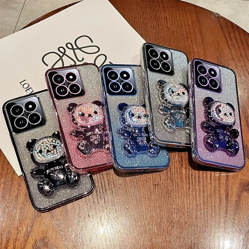 Candy Bear Stand Glitter Phone Case – Soft Cover