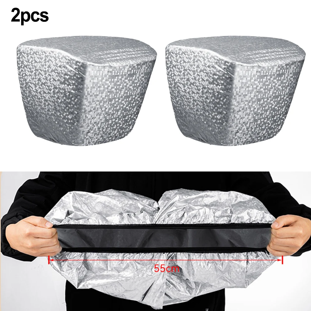 Housses De Panier De Vélo Imperméables - 2 Pièces - 73x65 Cm - Noir Et Argent - Protection Pluie Et Poussière