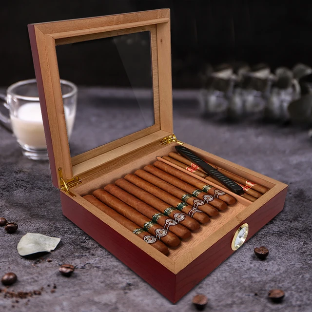 Luxury Cigar Humidor Cow Leather Lined Cedar Wood Portable Travel Cigar  Humidor Box Fit for 76 pcs Glass Top Cigar Humidor - AliExpress