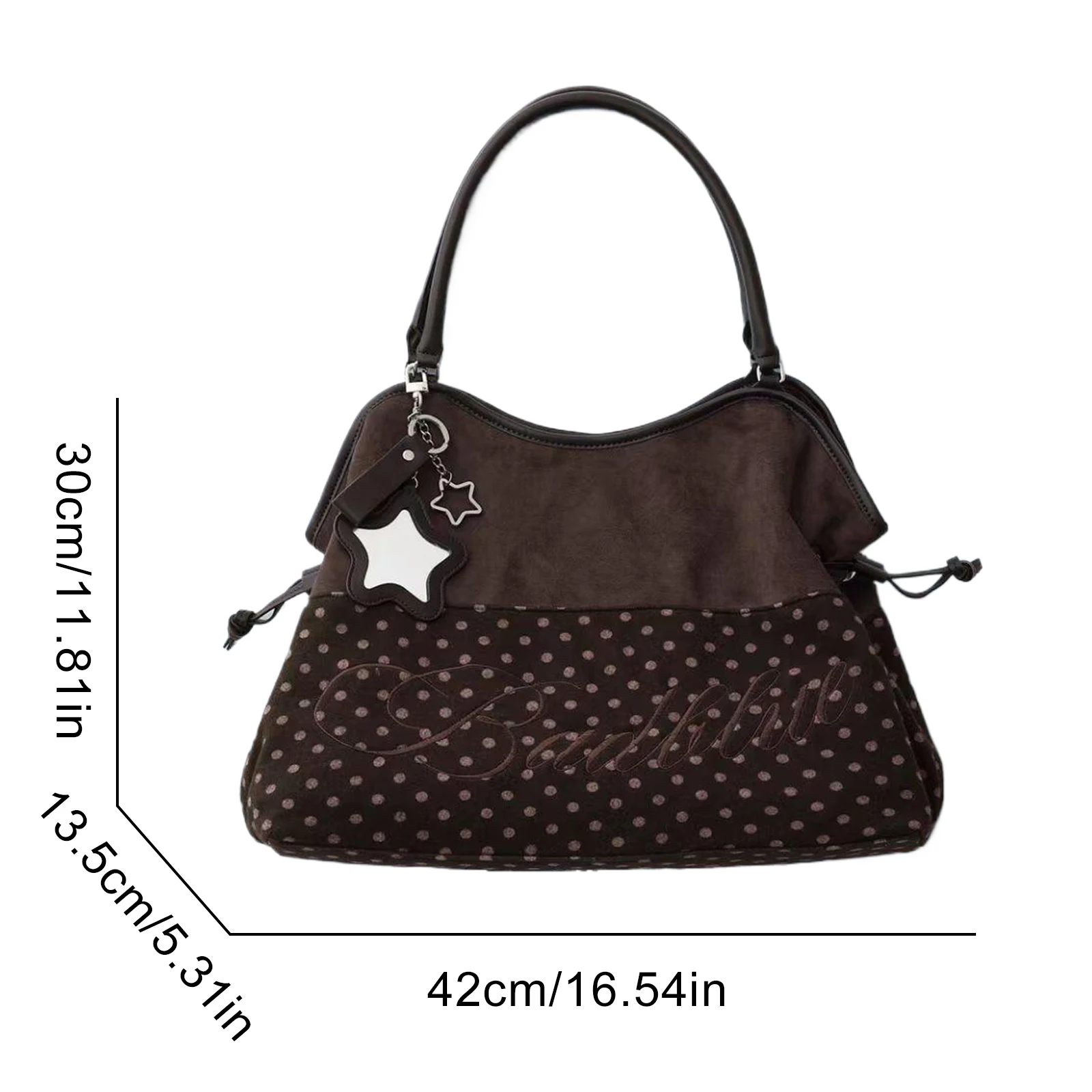 Y2K BadBlue Embroidered Leopard Print Tote Bag Large Capacity Shoulder Bag with Star Mirror Pendant Korean Trendy Women Handbag 6