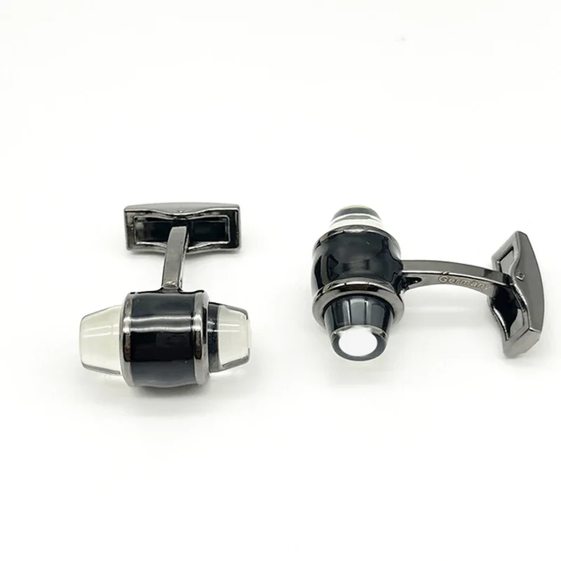 Luxury MB Black Flat Crystal Head & S.Walker Classic Design Cuff Link With White Star Normal Size Cufflinks Button Box Set