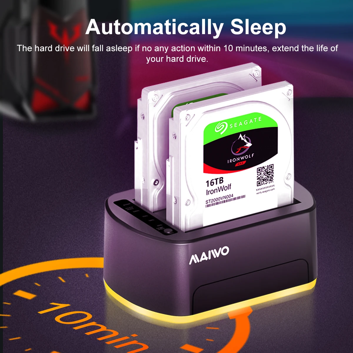 Maiwo-hdd Docking Station com Clone Offline Rgb Dual Bay Sata para Usb 3.0 Hdd Case 2.5 3.5 Ssd - Imagem 4