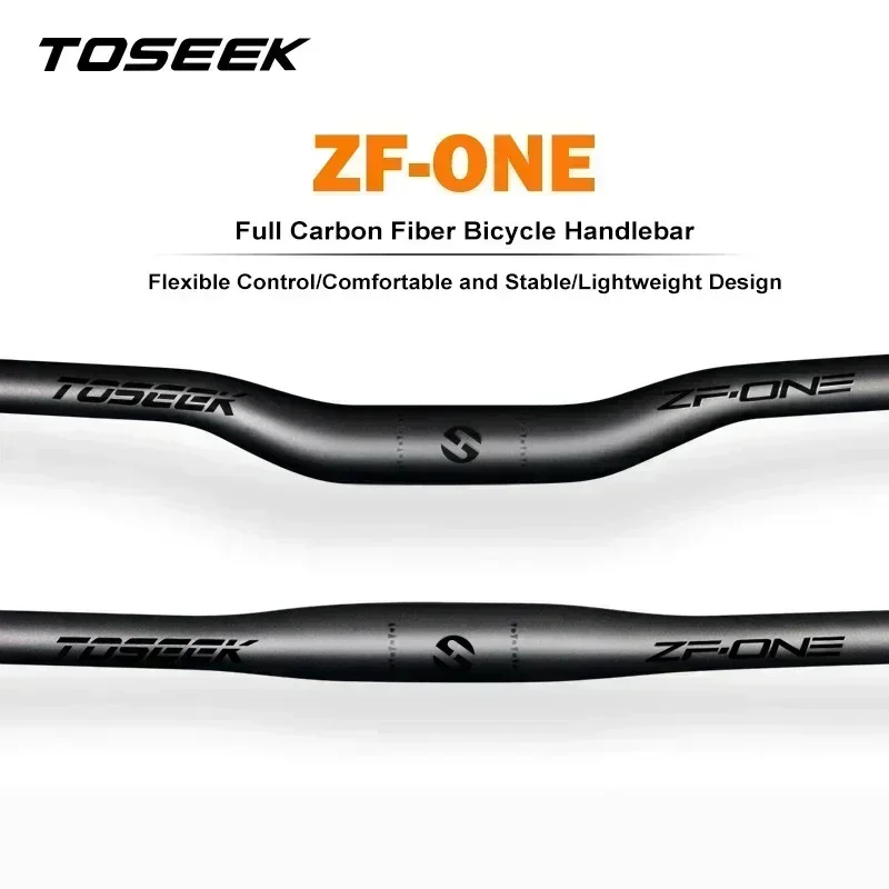 Guidon VTT Carbone Toseek 3K - Plat-riser 31.8mm - Longueur 580 à 760 Mm - Noir