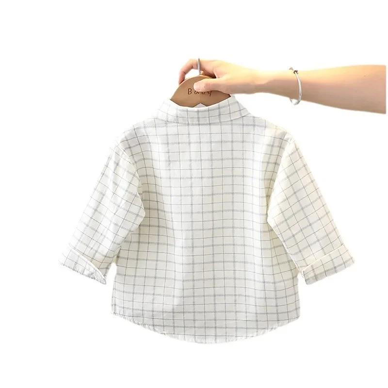 Spring Plaid Shirt for Boys Baby Casual Fashion Top Korean Style Cardigan Children's Clothing Spring Summer Autumn