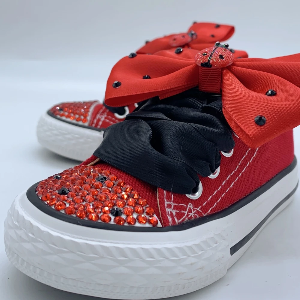 Dollbling Children's Canvas Shoes Handmade Halloween Custom Casual Flats Kids Lady Bug Crystal Girl Boys Red Chritmas Sneakers 5