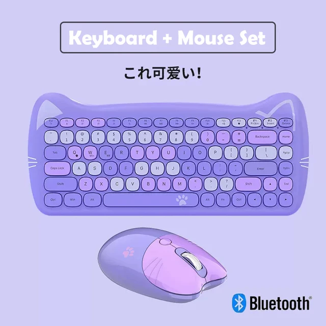 Juego de ratón y teclado inalámbrico, 2,4G, inalámbrico, 110 teclas, teclado,  ratón, accesorio para ordenador, color morado