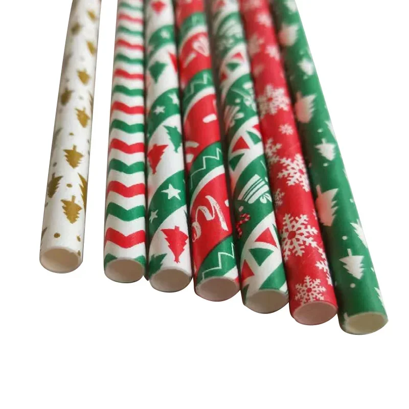 Christmas Paper Straws Snowflake Drinking Straw Merry Christmas Decorations for Home Xmas New Year Party Noel Supply 25pcs,christmas decorations