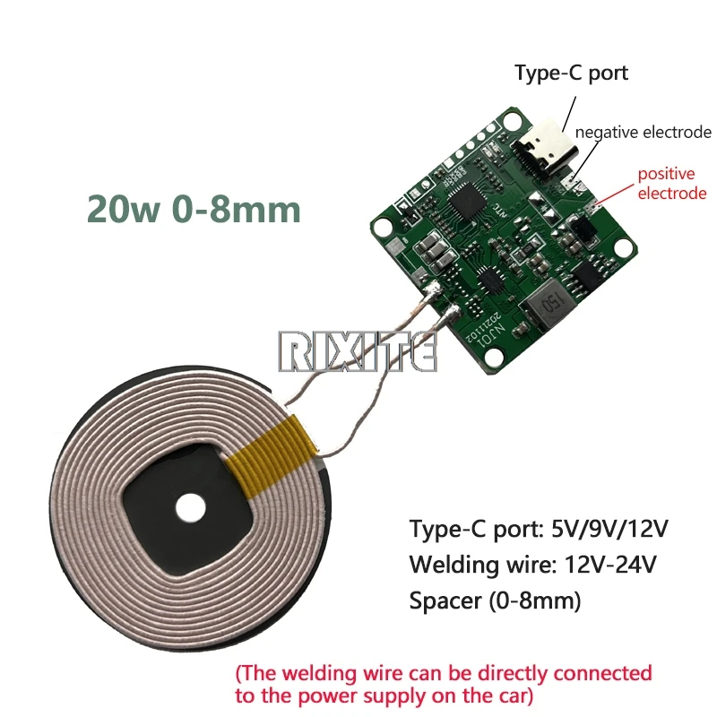 20W Type-C Wireless Charger Transmitter Module Circuit Board Fast Charging Coil 5V 9V 12V For DIY Car Phone Battery wireless charger fast charger