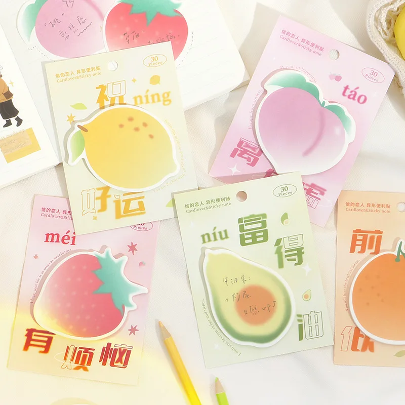 

30 Sheets Cute Fruit Note Pad Sticky Notes Simple Take Notes Memo Pad Student School Office Writing Supplies Stationery Supplies