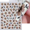 2pc 3D Black Gold Glitter Flower Nail Decal Shiny Petals Leaves Nail Art Sticker Watercolor Daisy Floral Adhesive Manicure Decor 2
