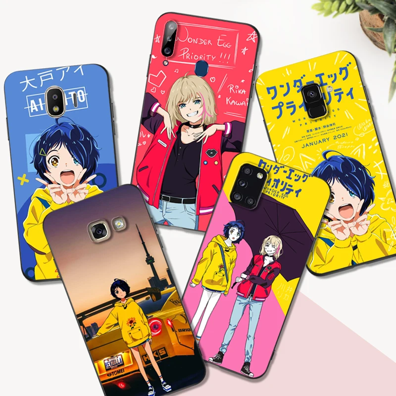 Custodia In Tpu Nero Per Samsung Galaxy S6 S7 S8 S9 Plus Cover Posteriore Rika Wonder Egg Kawai