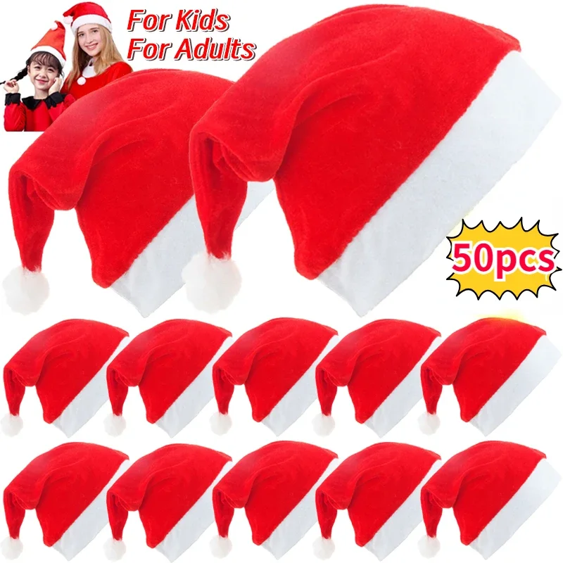 Christmas Beanie Hat Adults Kids Non-woven Fabric Santa Claus Xmas Hats Cap Merry Christmas New Year Party Festival Decoration Gifts