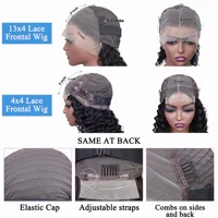 Perruques Courtes Bob Bouclées Brésiliennes 13x4 HD Lace Frontal, Ondulations Profondes 220% Deep Water Wave, Perruque Lace Front 4x4 100% Cheveux Humains Pour Femmes 14 16 Pouces 6