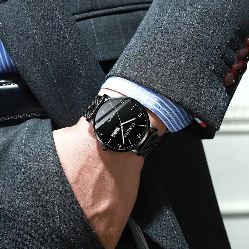 Crnaira 2022 Minimalist Men's Fashion Ultra-thin Watch Simple Men Business Quartz Wristwatch Mens Watch relogio masculino