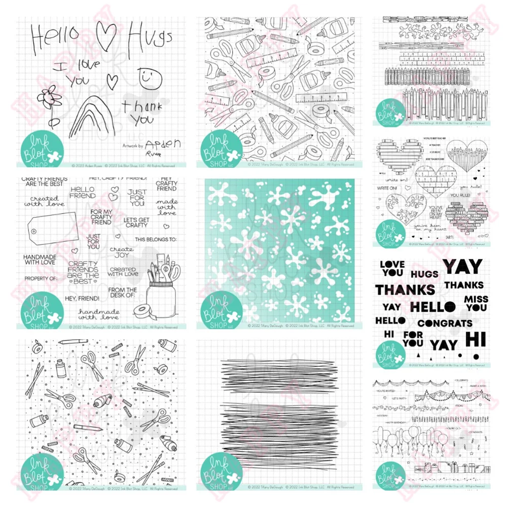 

Stencil And Clear Stamps School Supplies And Other Tools For DIY Scrapbook Diary Album Paper Template Cards Embossing Handcraft