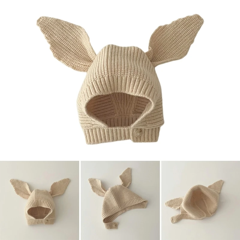 

Baby Autumn Winter Earflap Hat Knitted Ear Beanie Cap Warm & Fashionable Kids Warm Cap Cotton Hat Lovely Cap for Kids QX2D