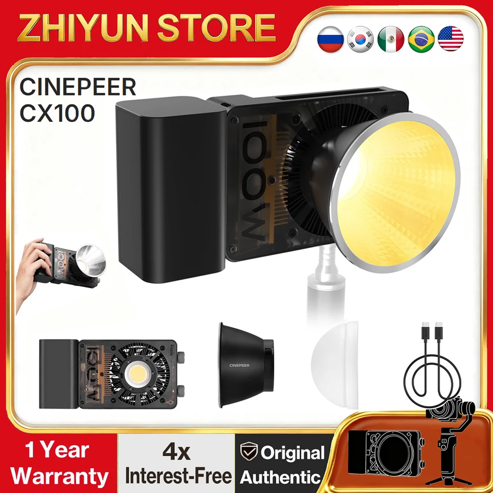 ZHIYUN CINEPEER CX100 100W ハンドヘルドCOBライト ポケットライト