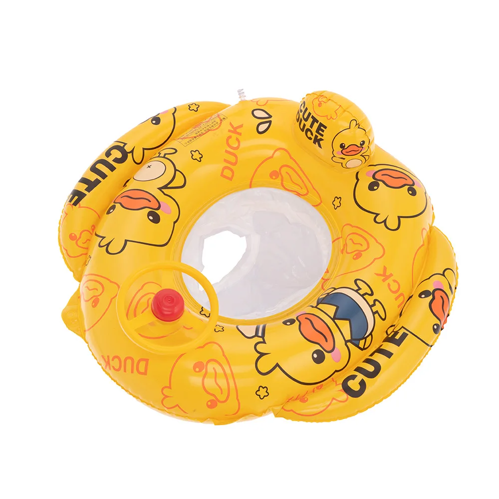 Infant Float Seat with Steering Wheel Inflatable Swimming Float Baby Kids Pool Swimming Circle Beach Summer Toys