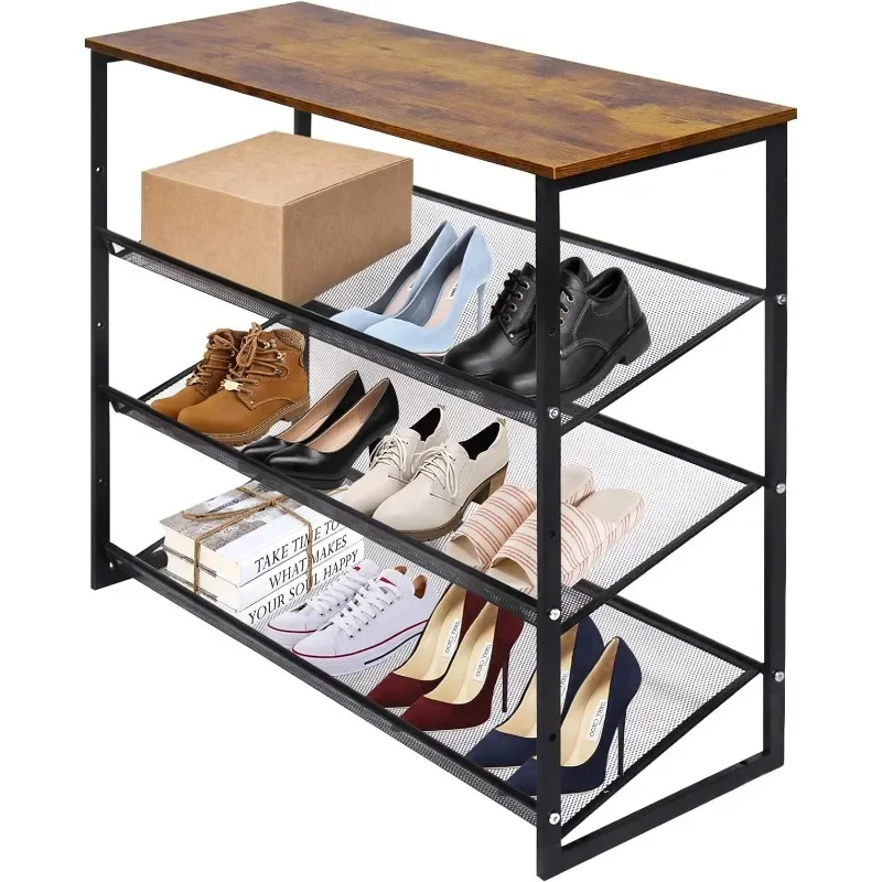 

4-Tiers Shoe Storage Freestanding Organizer Modern 25.2 in Tilting Adjustable Shoe Rack for High Heels