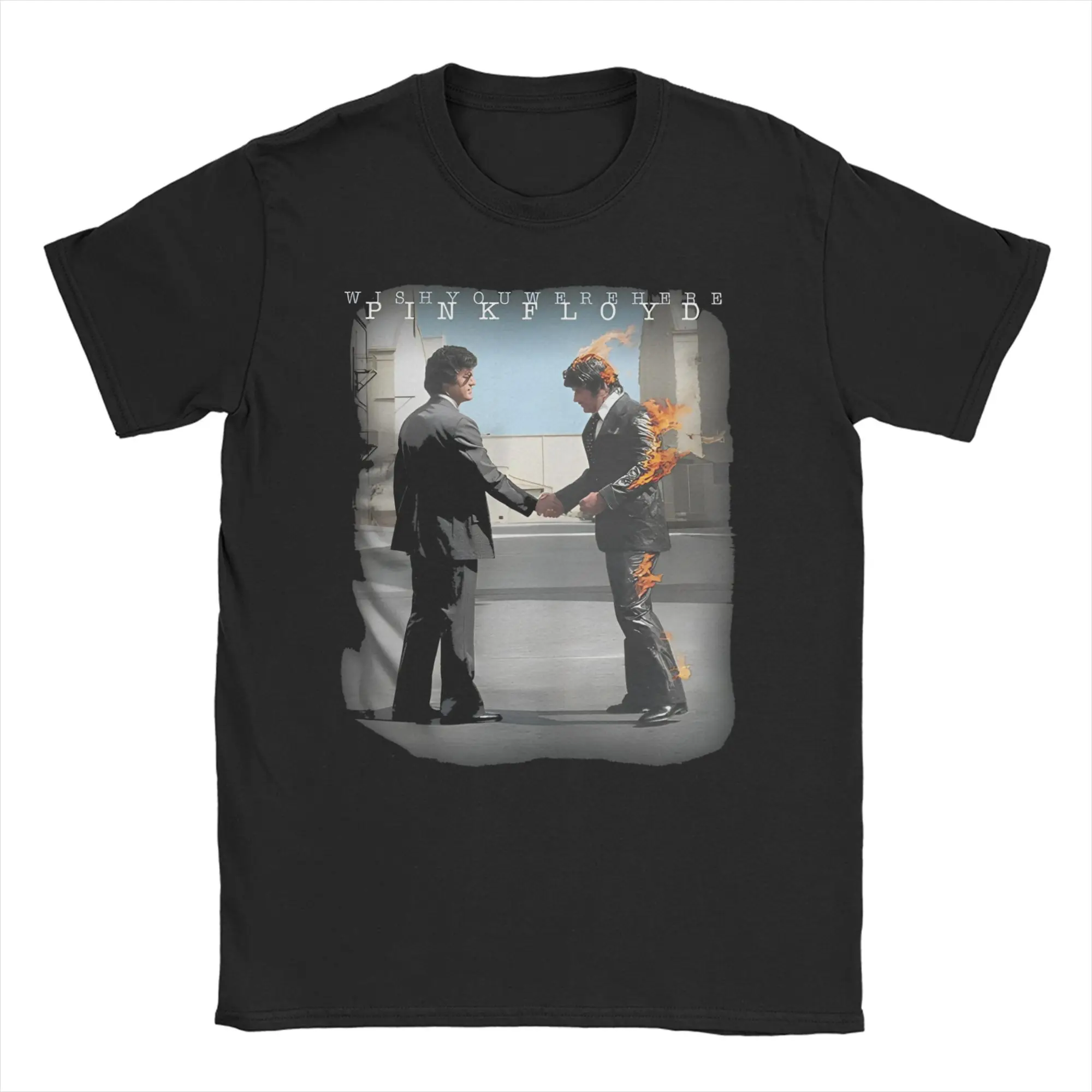 Wish You Were Here Cool Band Männer Frauen T Shirt Rock Musik PF T Shirt Kurzarm T-Shirt Reine Baumwolle 4XL 5XL 6XL Kleidung