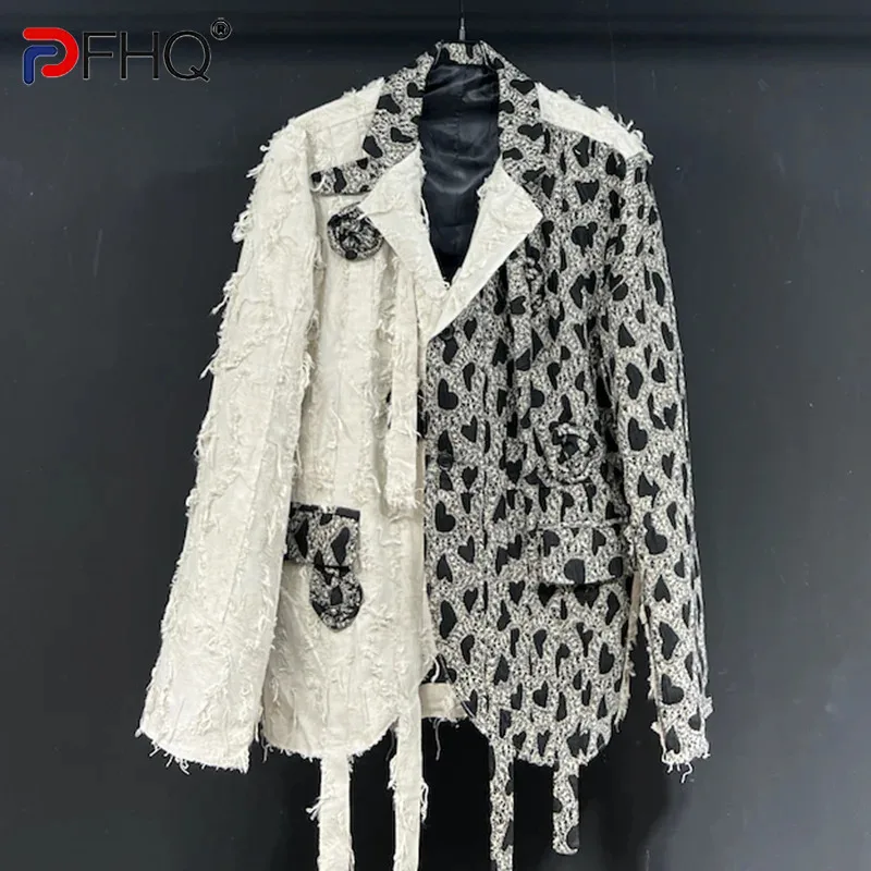 

PFHQ Men's Love Jacquard Handcrafted Floral Suit Jackets Niche Design Vintage Avant-garde Personality Blazers Autumn New 21Z3051