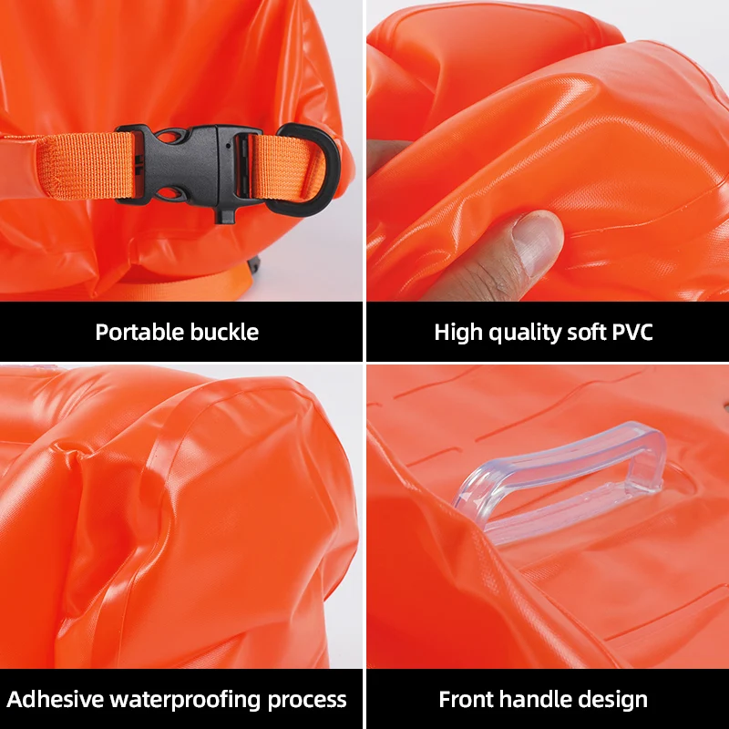 PVC 20L Tow Float Dry Bag with Adjustable Waist Belt Inflatable Waterproof Bag Swim Safety Float Boating Fishing Camping