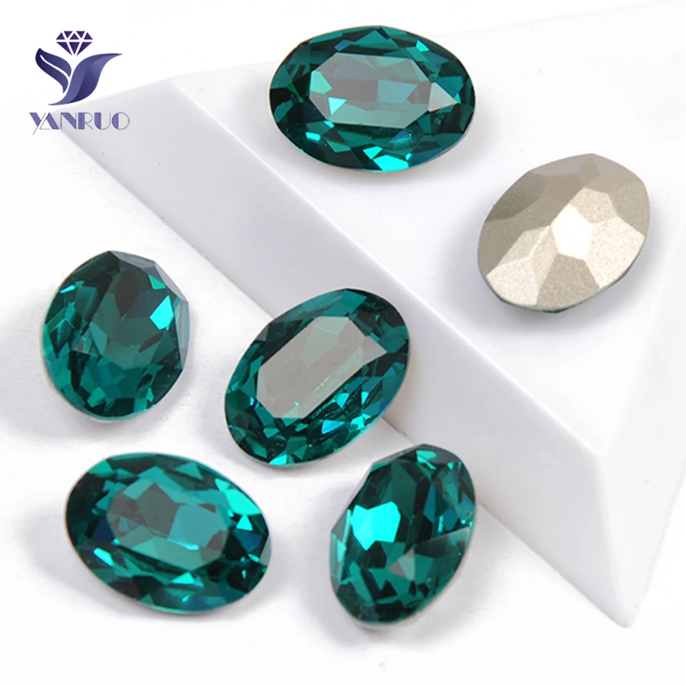 

Стразы YANRUO 4120, Овальные, с голубым цирконием, с острым основанием, Хрустальное стекло, Пришивные Кристаллы с зажимом для одежды, платья
